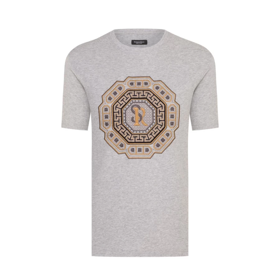 Stefano Ricci Men's Luxury Crewneck T-Shirt Premium Cotton Classic Fit