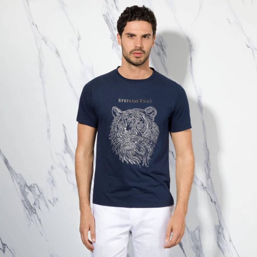 Stefano Ricci Men's B001 Crewneck T-Shirt | Premium Cotton Classic Fit