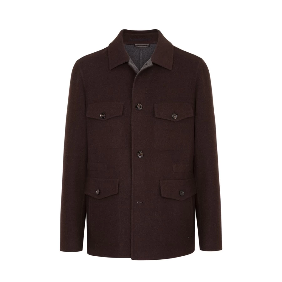 Stefano Ricci Men's Premium Wool Field Jacket – Classic Outdoor Coat for Stylish Comfort
