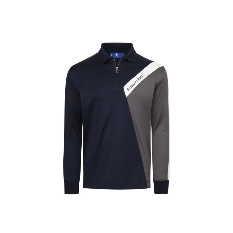 Stefano Ricci Junior Zip Polo Shirt for Boys | Premium Cotton Knit Top
