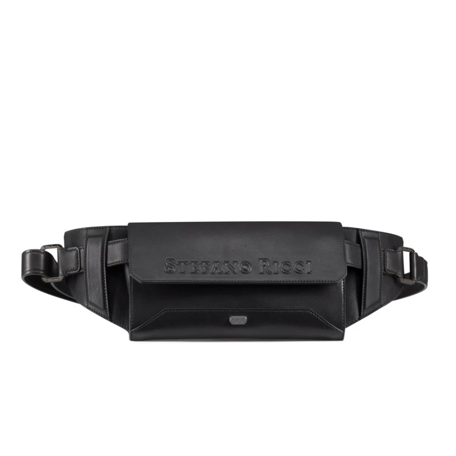 "Stefano Ricci Luxury Calfskin Leather Belt Bag for Men – Premium Designer Waist Pack"