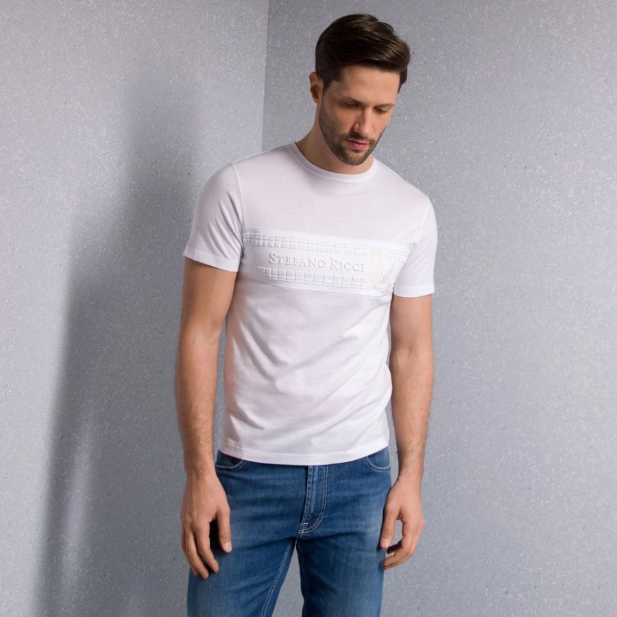 Stefano Ricci Men's W000 Crewneck T-Shirt Premium Cotton Classic Fit