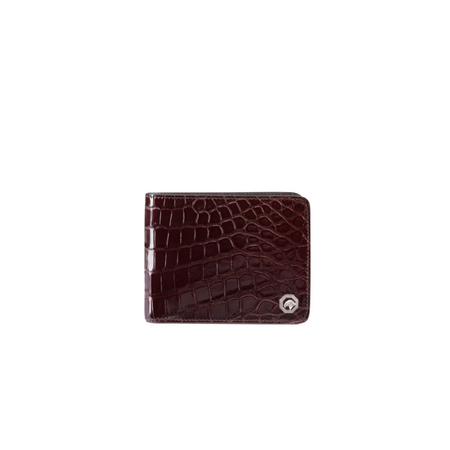 Stefano Ricci Luxury Diamante Crocodile & Calfskin Bifold Wallet in M019 Brown
