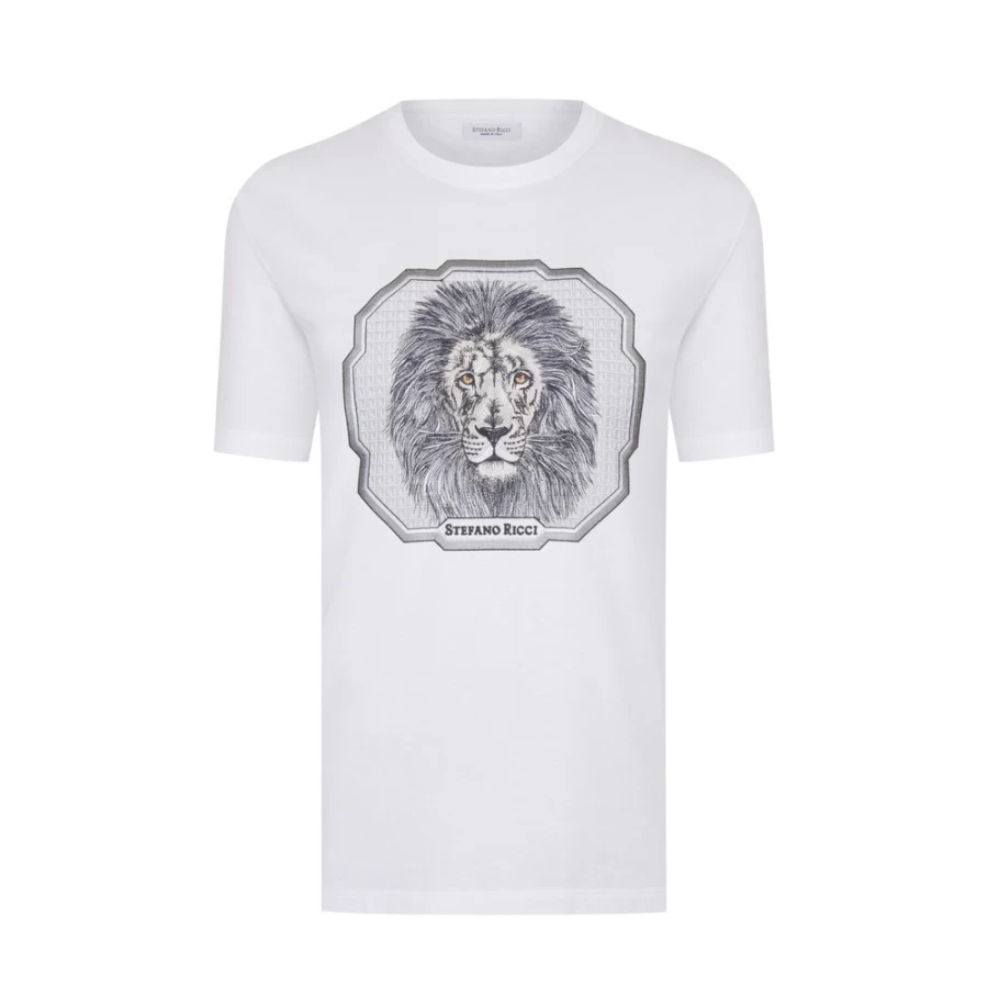 Stefano Ricci Men's Premium Crewneck T-Shirt - Luxury Cotton Short Sleeve Tee