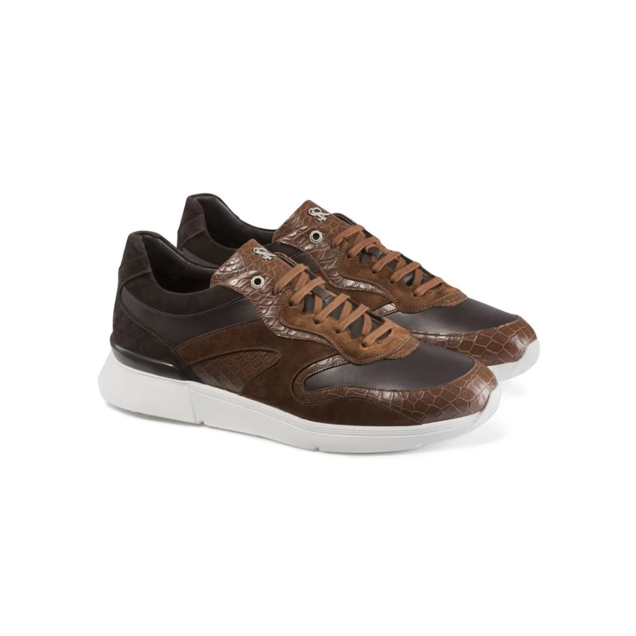 Stefano Ricci Luxury Crocodile Leather & Suede Sneakers for Men - Premium Calfskin Designer Shoes