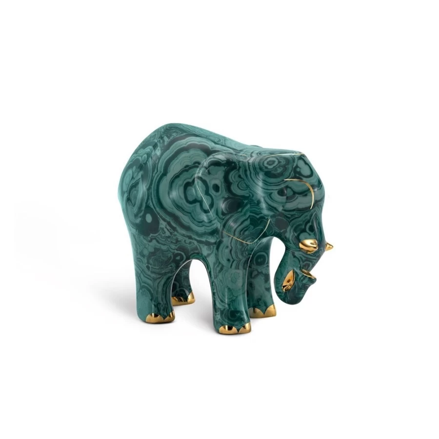 Stefano Ricci Royal Green Malachite Porcelain Elephant Decorative Collectible