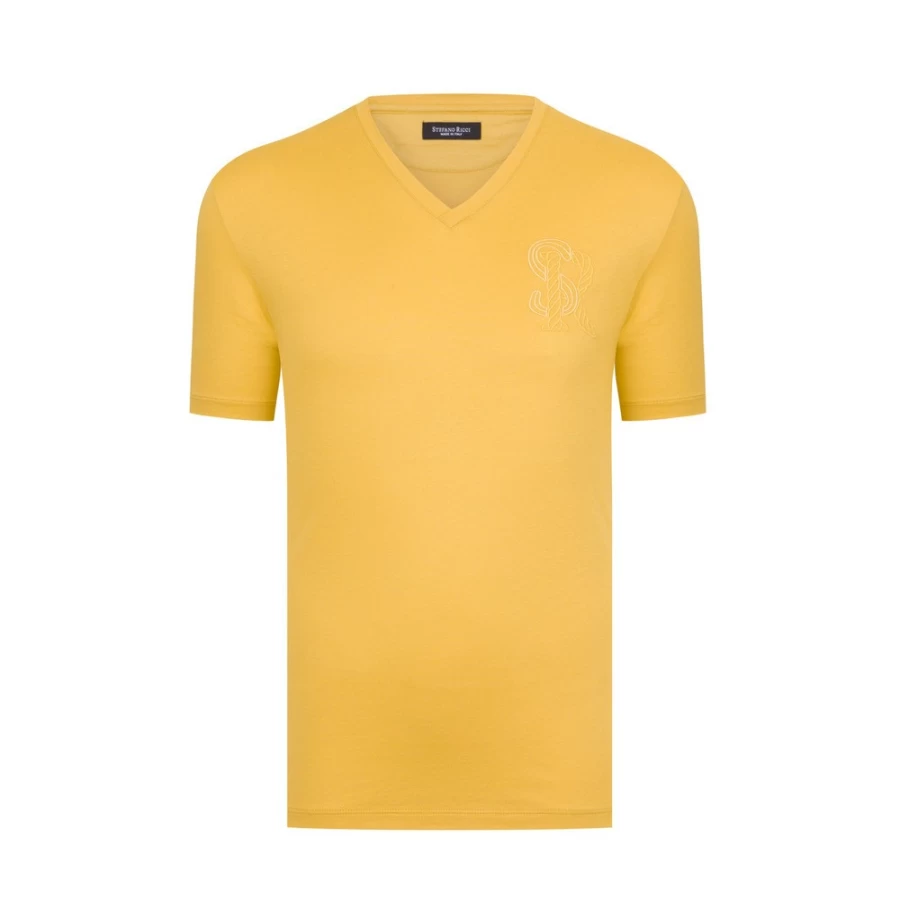 Stefano Ricci Men's Cord Crew Neck T-Shirt in Y020 Color