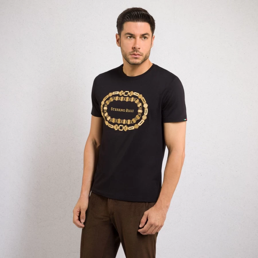 Stefano Ricci Men's N999 Crew Neck T-Shirt | Premium Cotton Classic Fit