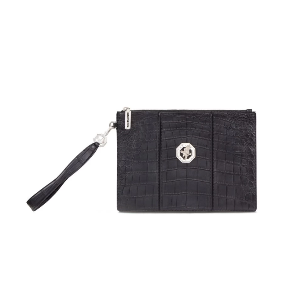 "Stefano Ricci Handmade Genuine Crocodile Leather Document Holder - Luxury Business Portfolio Bag"