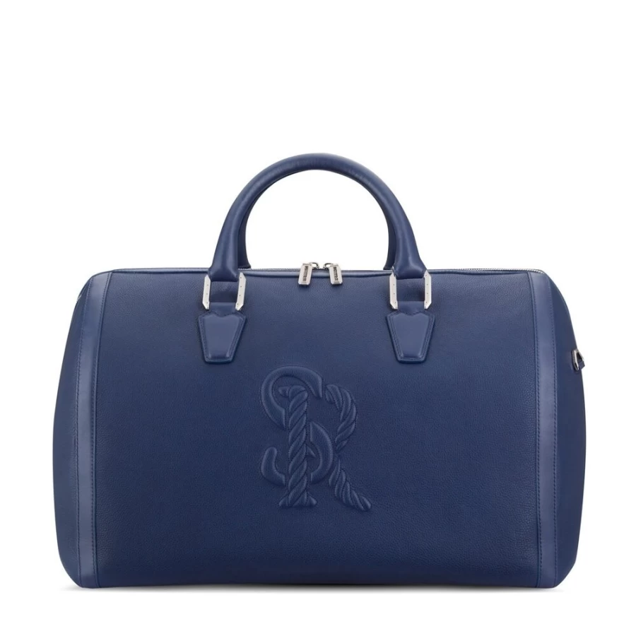 Stefano Ricci Handcrafted Premium Calfskin Duffle Bag for Men - Luxury Travel Duffel with Woven Detailing