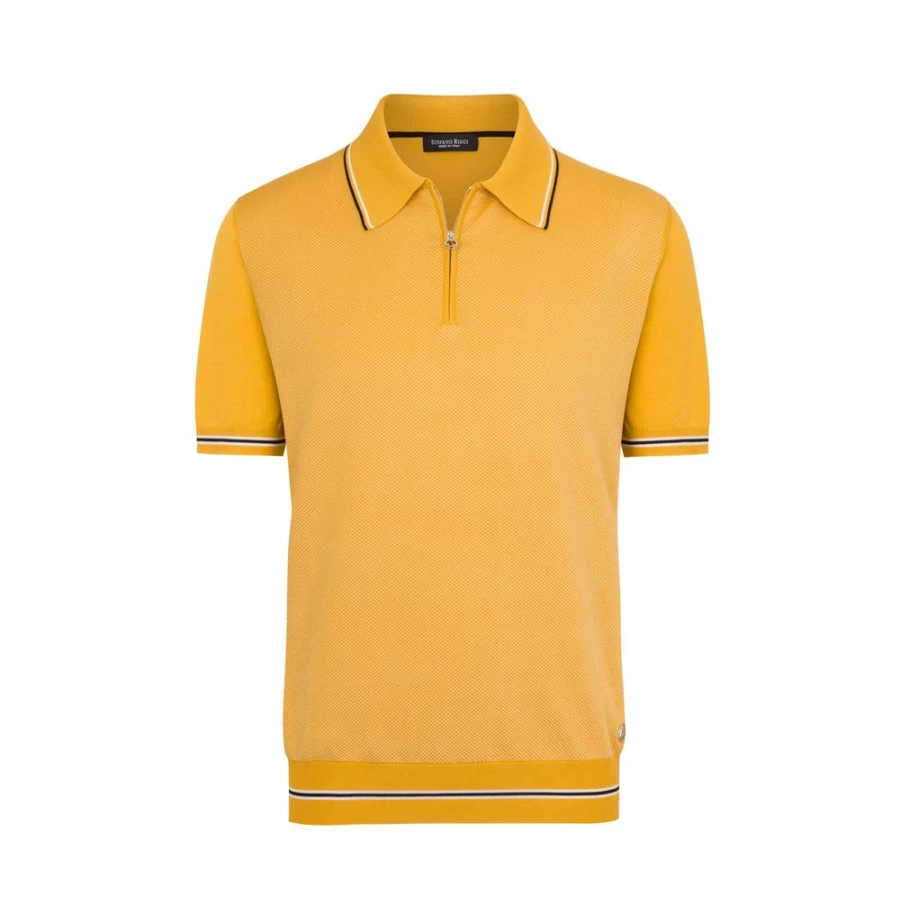 "Stefano Ricci Men's Premium Zip Polo Shirt in Classic Design"