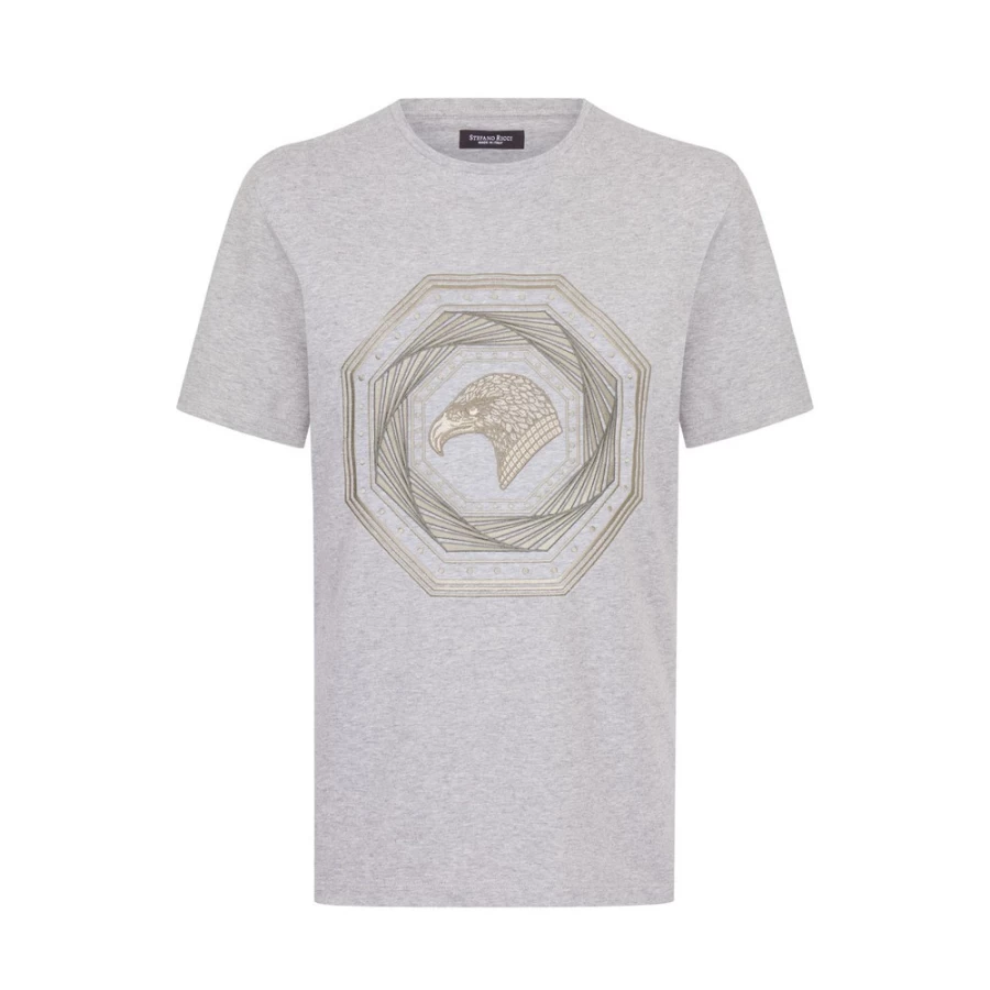Stefano Ricci Men's Luxury Crewneck T-Shirt Premium Cotton Classic Fit