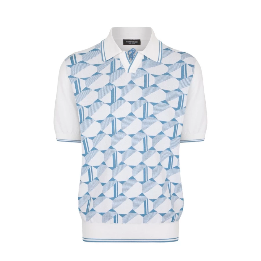 "Stefano Ricci Men's Luxury Spread Collar Polo Shirt – Premium Cotton Elegant Style"