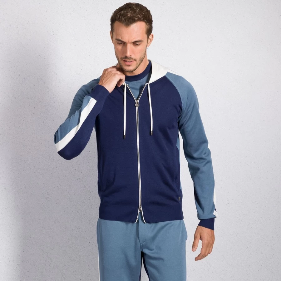 Stefano Ricci Men's Premium Hooded Jogging Blouson Jacket for Athletic Comfort