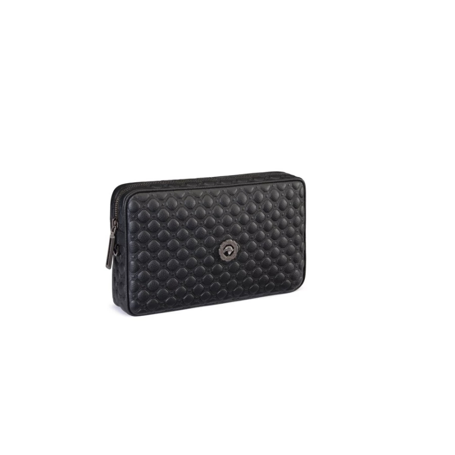 Stefano Ricci Luxury Calfskin Leather Toiletry Bag for Men - Premium Travel Cosmetic Case