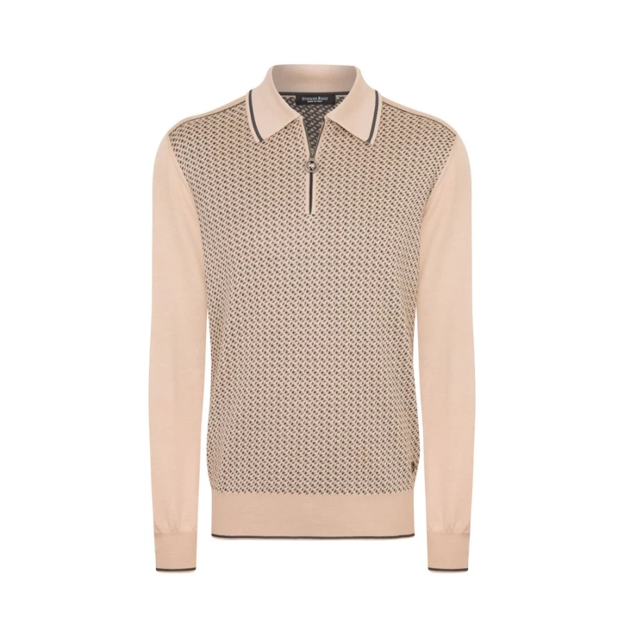 "Stefano Ricci Men's Luxury Knit Zip Polo Shirt"