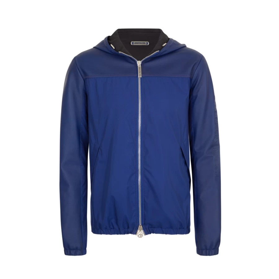 Stefano Ricci Men's Hooded Blouson Jacket with Lambskin Leather Inserts