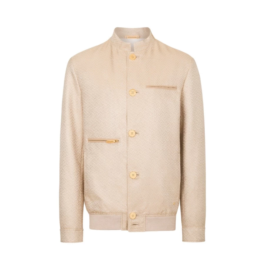 Stefano Ricci Men's Band Collar Silk Blouson Jacket - Luxury Italian Fashion