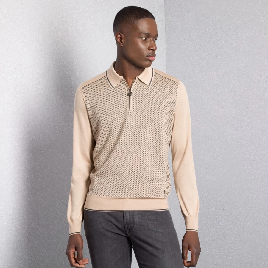"Stefano Ricci Men's Luxury Knit Zip Polo Shirt"