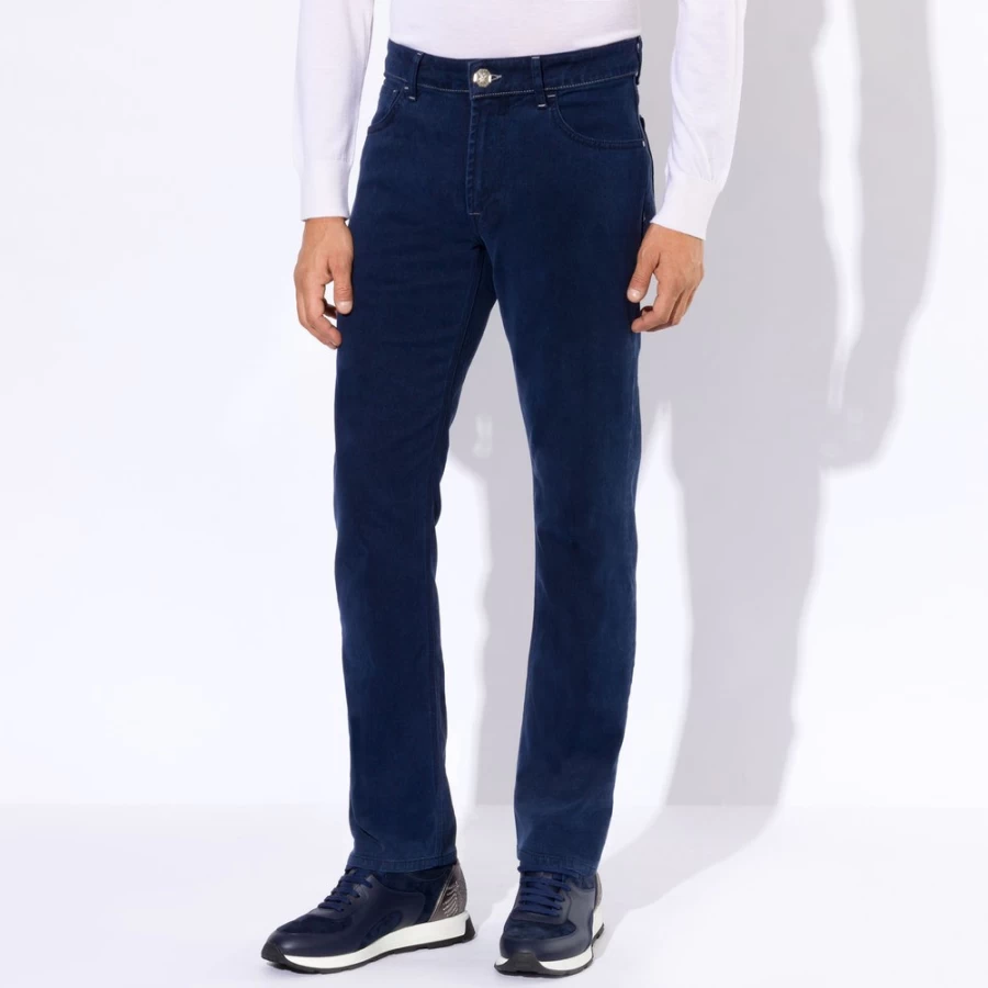 "Stefano Ricci Men's High Rise Slim Fit Jeans - Premium Slim Denim Pants for Men"