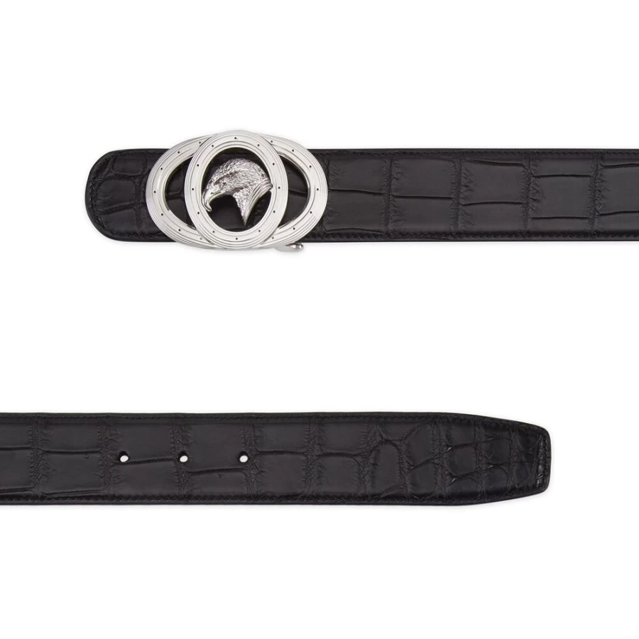 "Stefano Ricci Luxury Matted Crocodile Skin Belt for Men - Premium Designer Accessory"