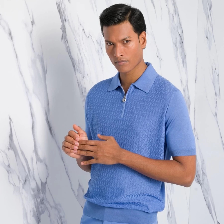 Stefano Ricci Men's Premium Zip Polo Shirt – Luxury Casual Style