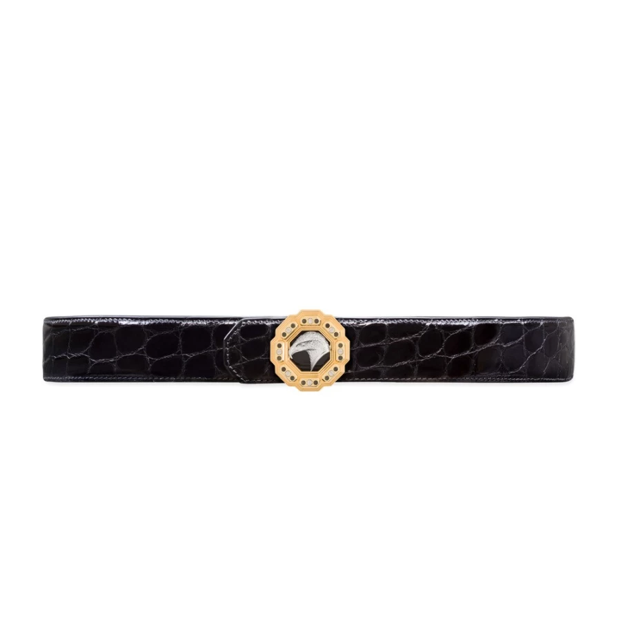 "Stefano Ricci Luxury Polished Crocodile Leather Belt for Men"