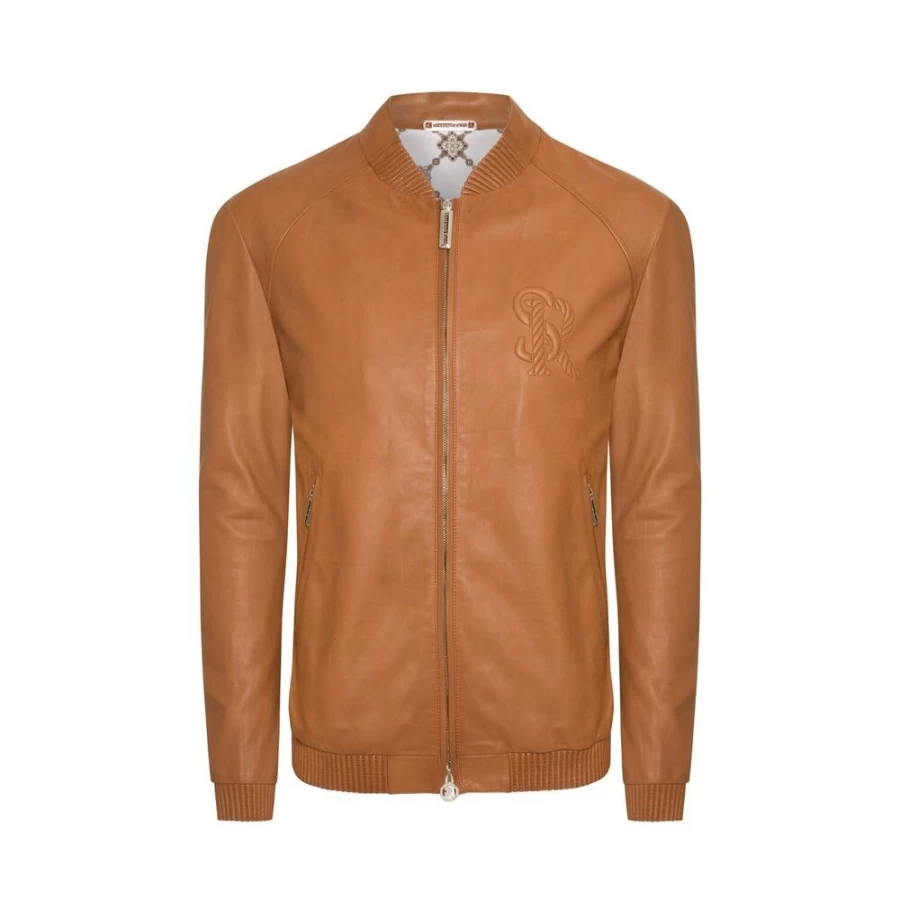 "Stefano Ricci Men's Luxury Calfskin Leather Blouson Jacket"