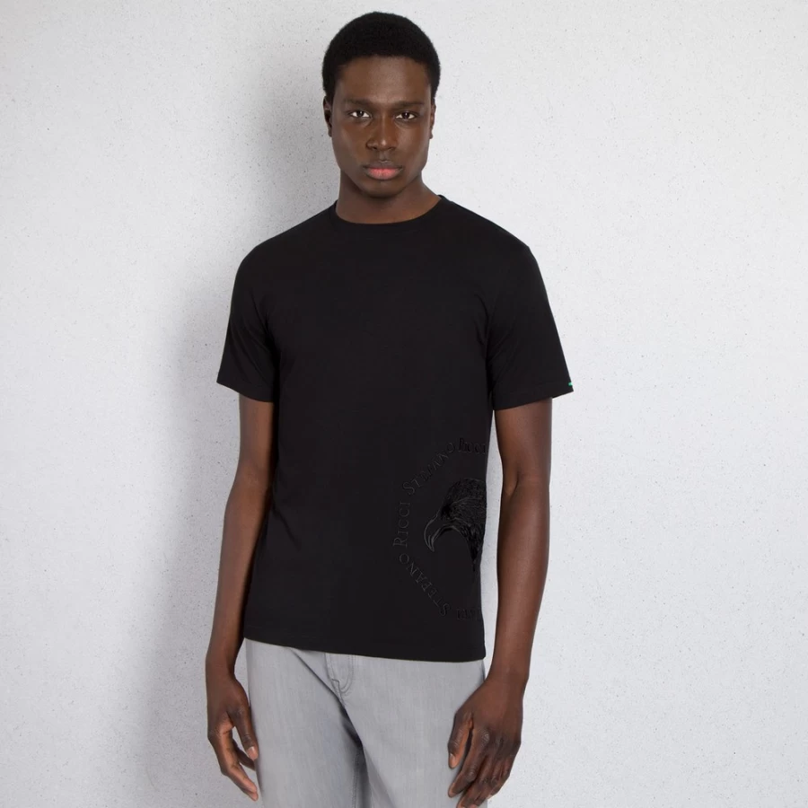 Stefano Ricci Men's Luxury T-Shirt in Color N999 - Premium Cotton Crewneck Tee