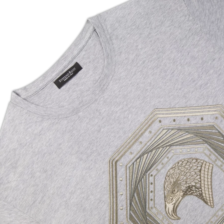 Stefano Ricci Men's Luxury Crewneck T-Shirt Premium Cotton Classic Fit
