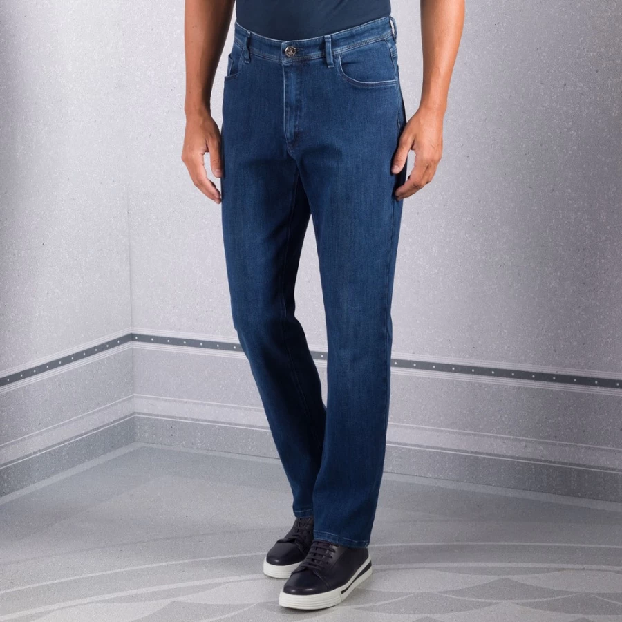 "Stefano Ricci Men's Bleu Denim Jeans for Luxury Casual Wear"