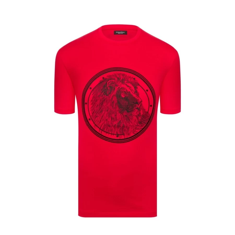 Stefano Ricci Men's Lion Head Embroidered Premium Cotton T-Shirt