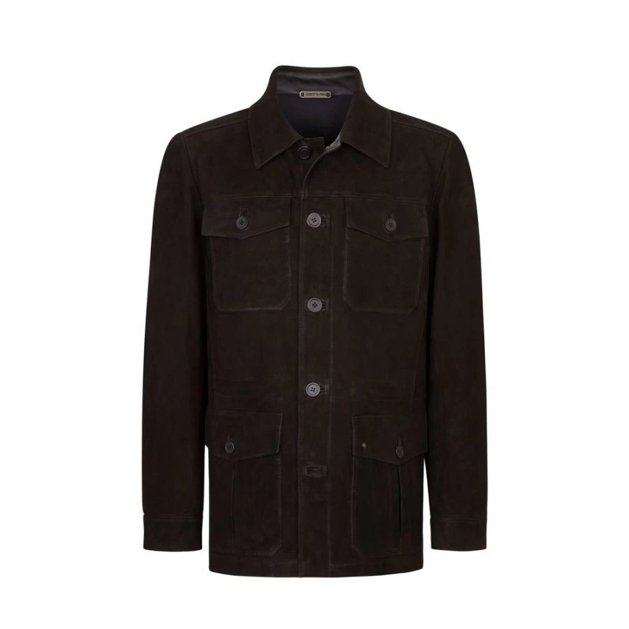 Stefano Ricci Men's Bufalino Nubuck Leather Jacket in N999 Brown