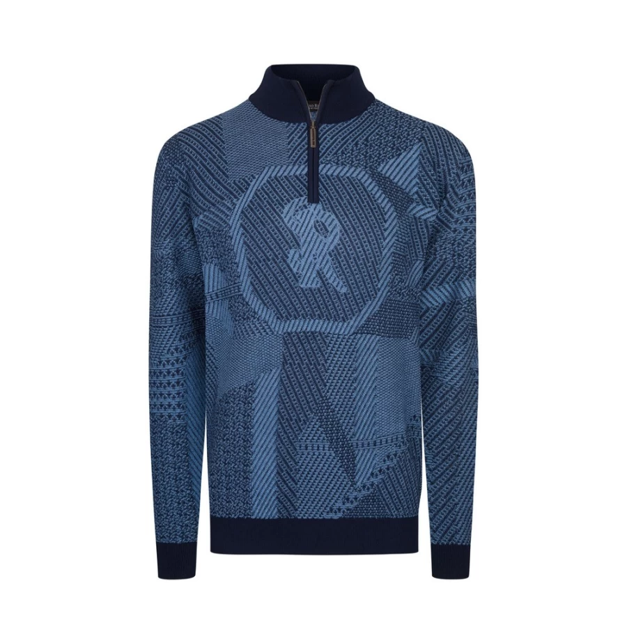 Stefano Ricci Men's Zip Mock Neck Sweater Premium Knitwear