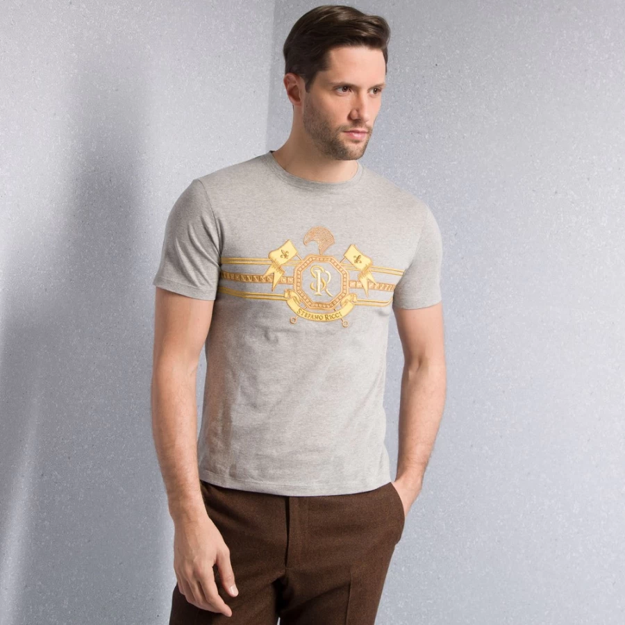 Stefano Ricci Men's Premium Cotton Crewneck T-Shirt – Luxury Casual Wear