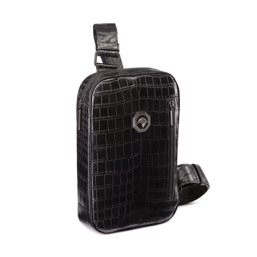 "Stefano Ricci Luxury Matted Crocodile Leather Sling Backpack for Men & Women"