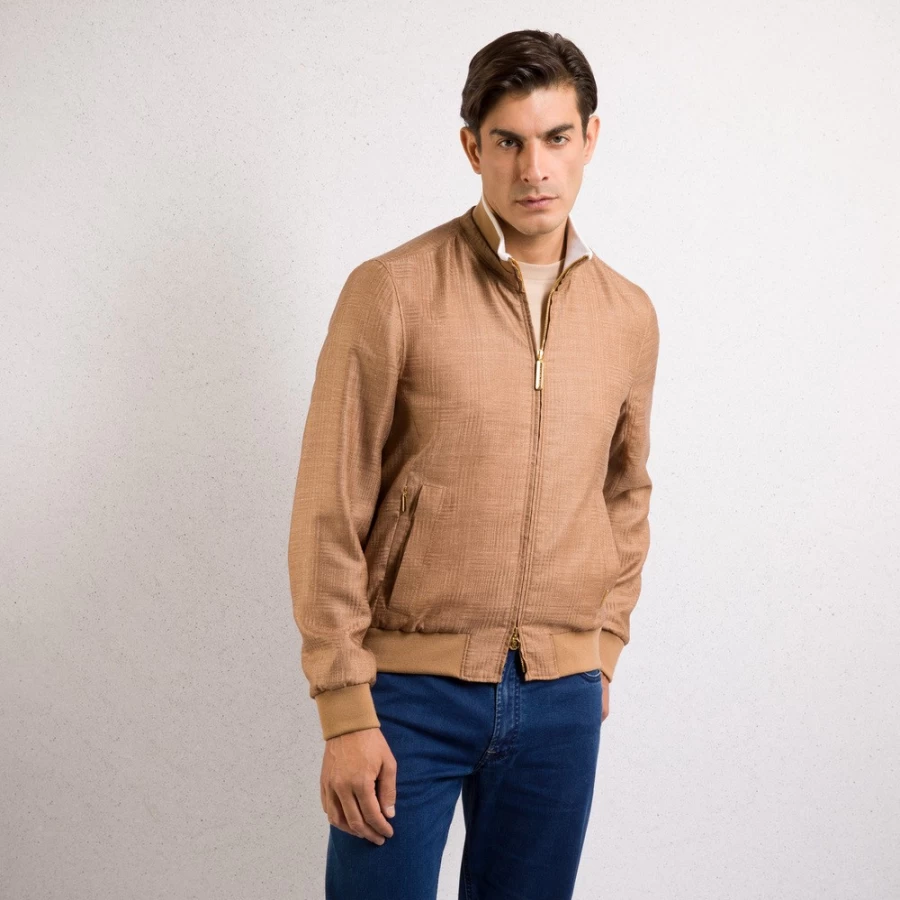 "Stefano Ricci Men's Luxury Blouson Jacket in Elegant Brown (Pi51Hc_6700)"