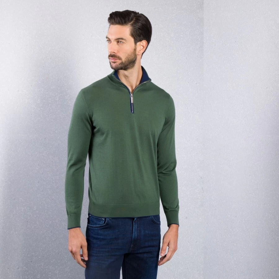 "Stefano Ricci Men's Knit Zip Mock Neck Sweater in F22303_3308 Color"
