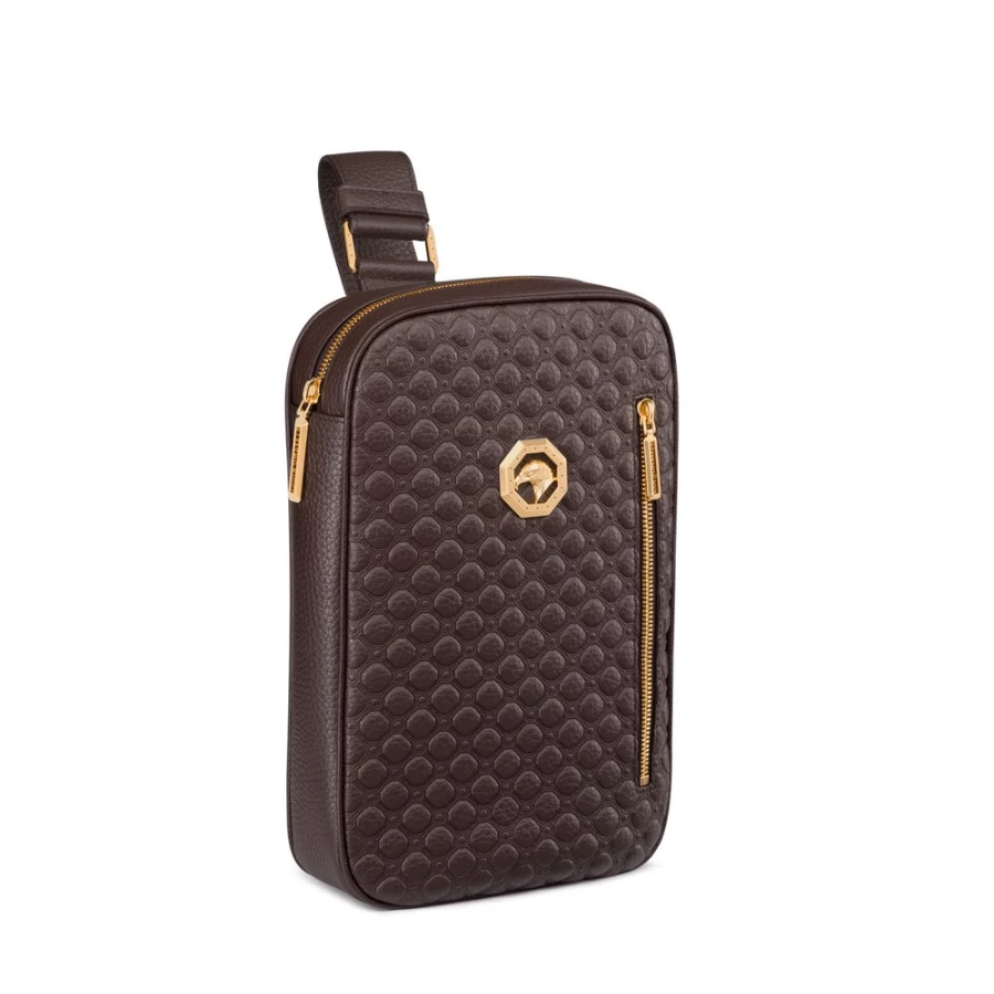 Stefano Ricci Luxury Calfskin Leather Sling Backpack for Men - Premium Designer Shoulder Bag