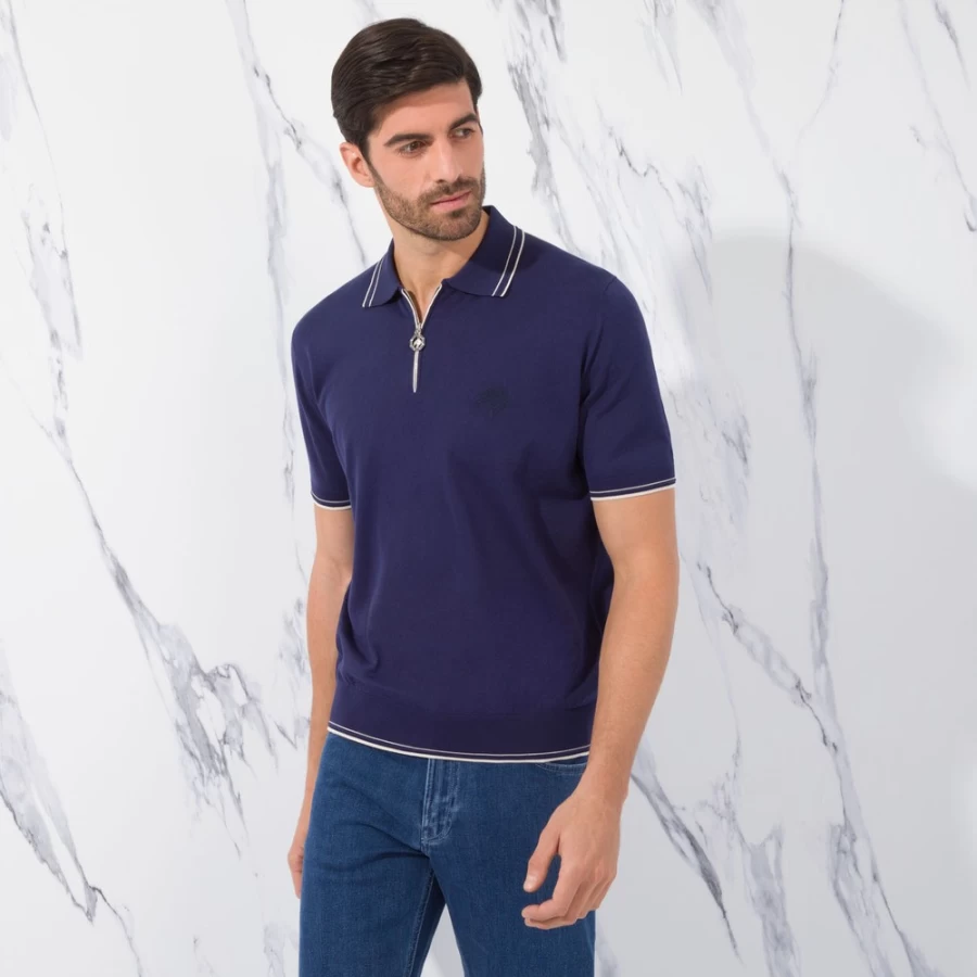 Stefano Ricci Men's Premium Zip Polo Shirt – Luxury Casual Wear