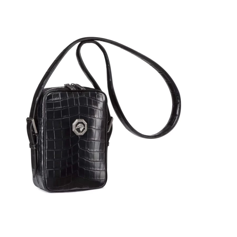 "Stefano Ricci Luxury Matted Crocodile Messenger Bag for Men – Premium Designer Briefcase"