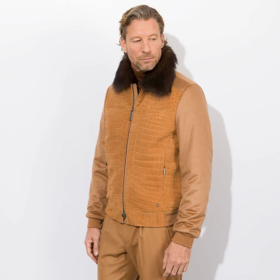 "Stefano Ricci Men's Luxury Mink Fur Collar Blouson Jacket"