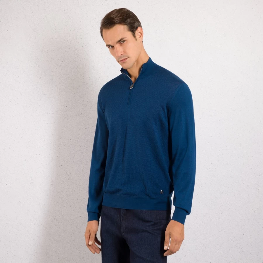 Stefano Ricci Men's Zip Mock Neck Sweater in Color F23378_2165