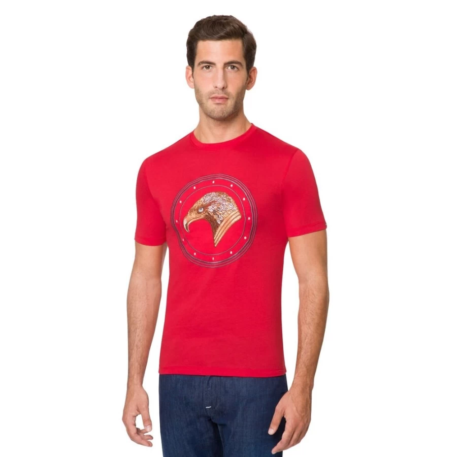 Stefano Ricci Men's R013 Red Crewneck T-Shirt Premium Cotton Casual Wear
