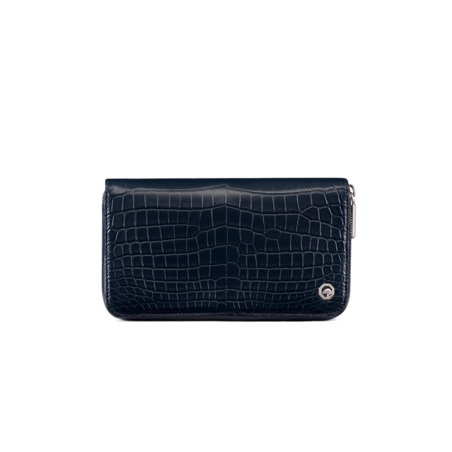 Stefano Ricci Luxury Matted Crocodile Zip Around Wallet in B013 Brown