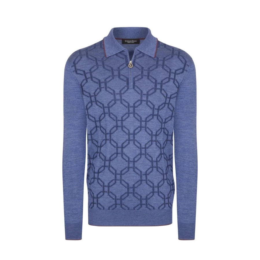 "Stefano Ricci Men's Knit Zip Polo Shirt in Color F22330_3150"