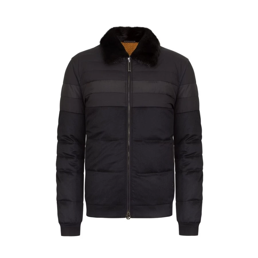 "Stefano Ricci Men's Luxury Down Jacket with Genuine Mink Fur Collar Winter Coat"