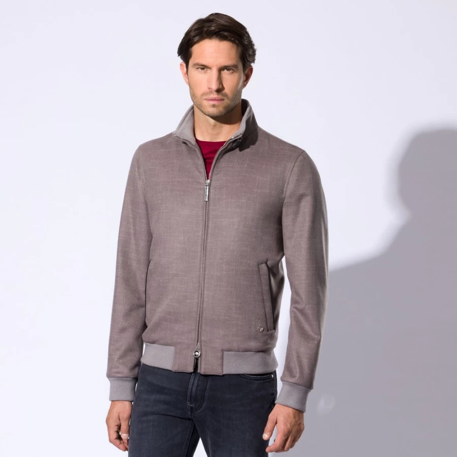 "Stefano Ricci Men's Cashmere Blouson Jacket with Deerskin Leather Trim"