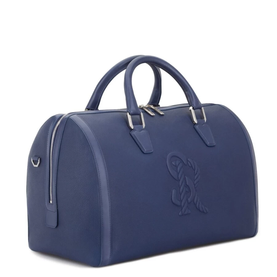 Stefano Ricci Handcrafted Premium Calfskin Duffle Bag for Men - Luxury Travel Duffel with Woven Detailing