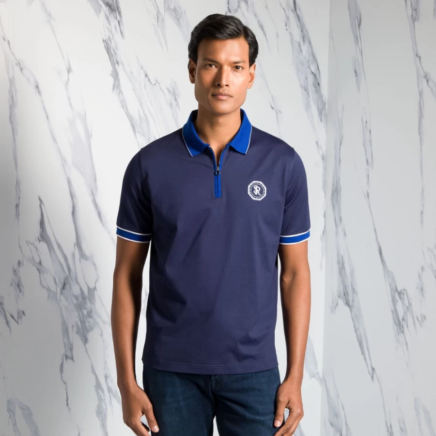 Stefano Ricci Men's Premium Zip Polo Shirt – Luxury Casual Wear